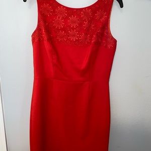 Red dress, Tahari brand.